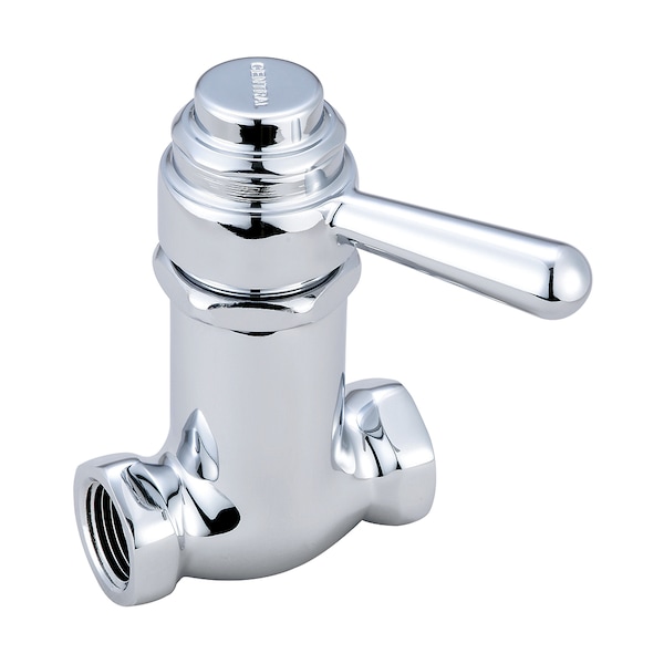 Self-Close Straight Stop, NPT, Polished Chrome, Connection Size: 1/2"